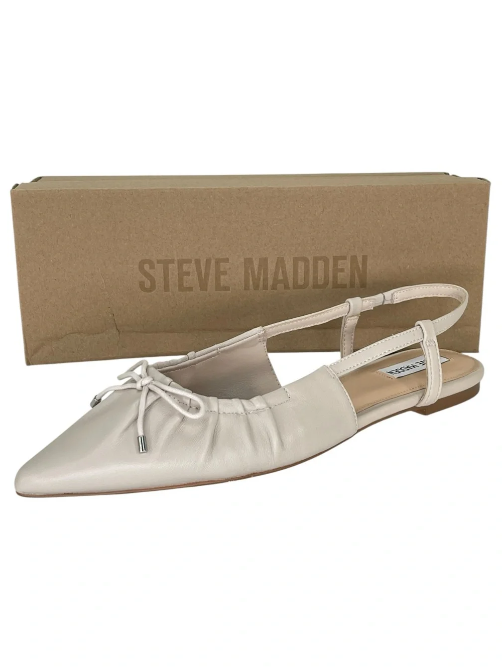 Steve Madden Laylah Cream Leather Slingback Womens Flats Size 11M